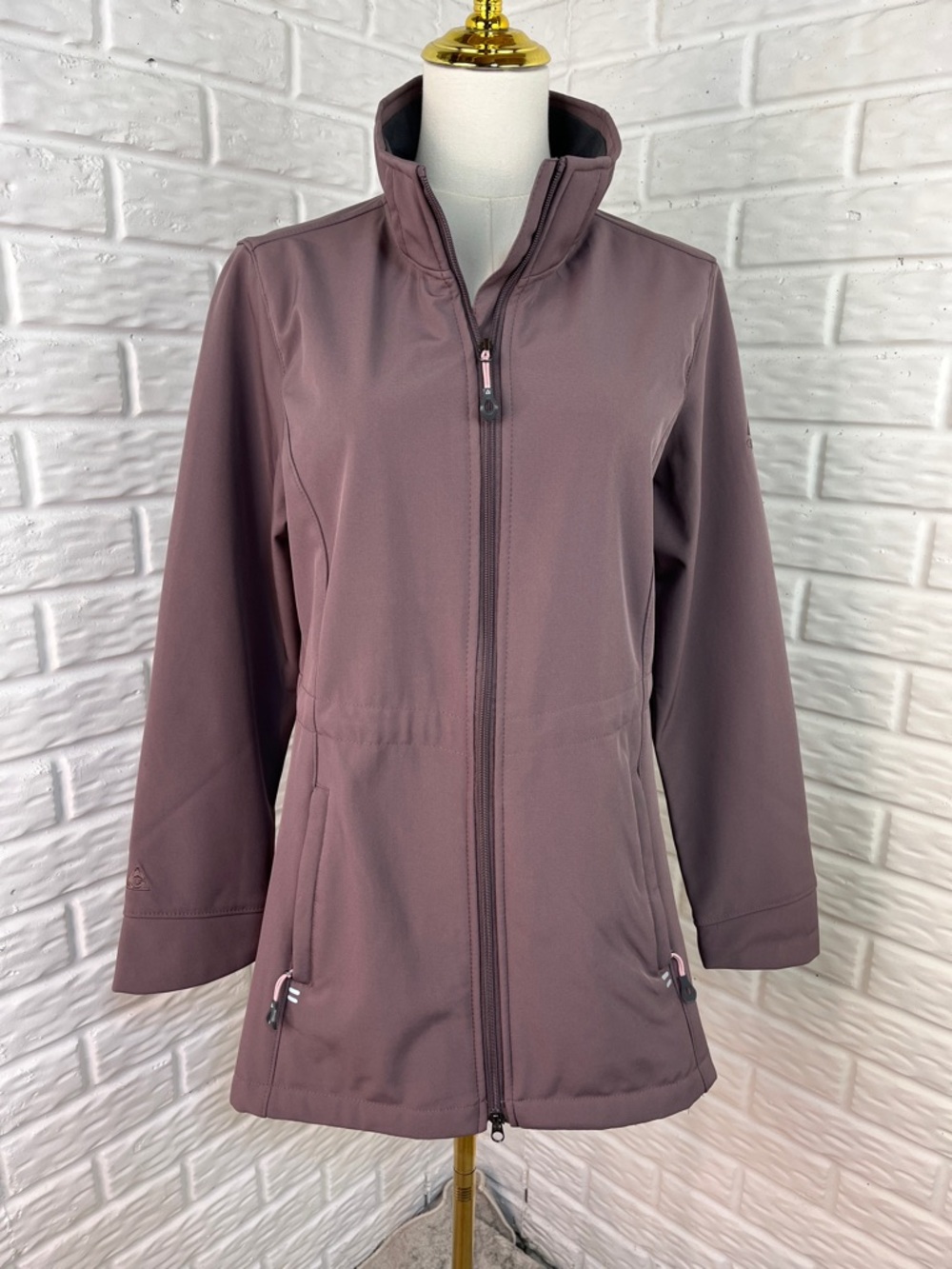 GERRY COAT JACKET ZIP UP FAUX FUR LINED PURPLE GRAY SZ MED